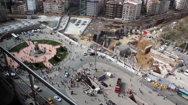 Taksim Square in construction, victim of the government’s pedestrianization scheme that will render it impotent as a space for political demonstration. Roads leading to the square will become tunnel entrances, making marches impossible and defense by the police easy, as we witnessed in this wave of protests. (Photo: Christian Pichlkastner, and used with permission)