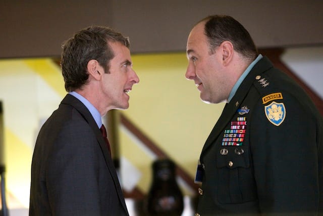 Peter Capaldi as Malcolm and James Gandolfini as General Miller in In the Loop, directed by Armando Iannucci. (photo courtesy of the filmmaker)