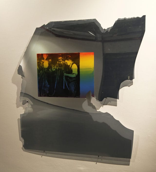 Christine Laquet, "1929 Traders," silkscreen prints on transparent Plexiglass mirror