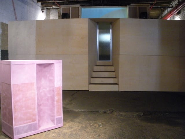 In the foreground, work by Lior Modan, and looming large in the background, Melanie McLain's "Damp Gestures"