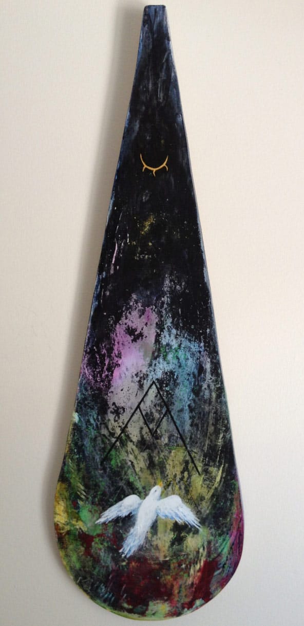 Craig Olson, "Faith to Arise" (2013), acrylic, pigment, urethane on wood, 32 x 10 x 1/2 in