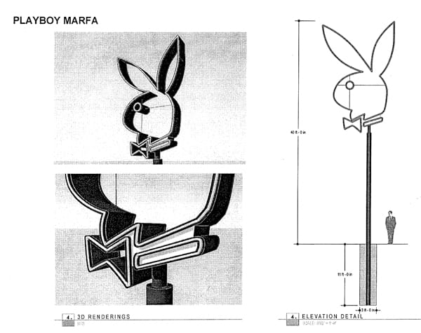 Detail and scale of the Playboy Marfa bunny. (image courtesy Big Bend Sentinel and used with permission)