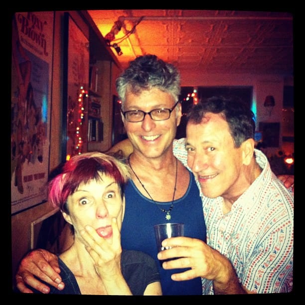 Tim Miller (center), with Holly Hughes and John Fleck, two of the other NEA Four artists, in New York City, June 2013. (Source)