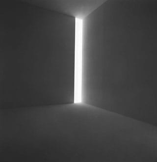 James Turrell, "Ronin" (1968), fluorescent light, dimensions variable, installation view at the Stedelijk Museum, 1976 (click to enlarge) (collection of the artist, © James Turrell; photo courtesy the Stedelijk Museum)