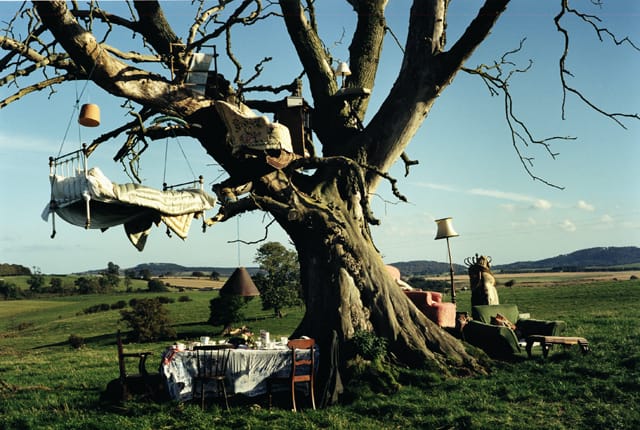 Tim Walker, "Inside/Outside Eglingham Hall, Northumberland, England" (2002) (©Tim Walker, Dreamscapes at The Bowes Museum)