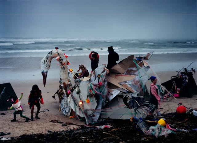 Tim Walker, "Eglingham children and swan Alnmouth, Northumberland, England" (2002) (©Tim Walker, Dreamscapes at The Bowes Museum)