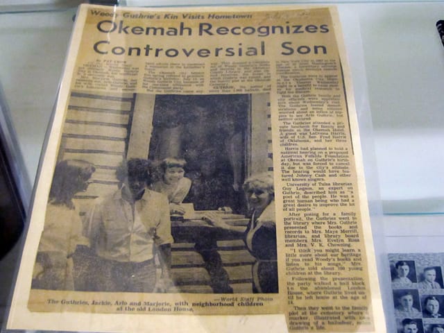 Newspaper in the Okemah Historical Society in Okemah, Oklahoma