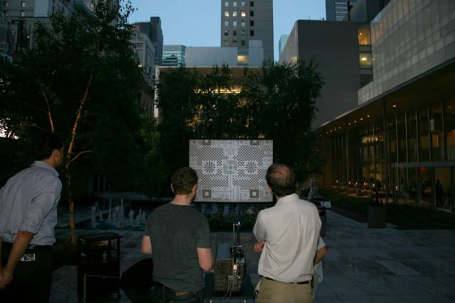 A view of the screening of Andy Warhol's 'Taylor Mead's Ass" (1964) at the Museum of Modern Art. (photo by Conrad Ventur via the Dirty Looks FB page)