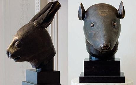 The two bronze animal heads returned to China (via Christie's/Telegraph)