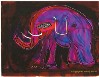 Elephant painted by Anthony Hopkins (via the Guardian, copyright Sir Anthony Hopkins)