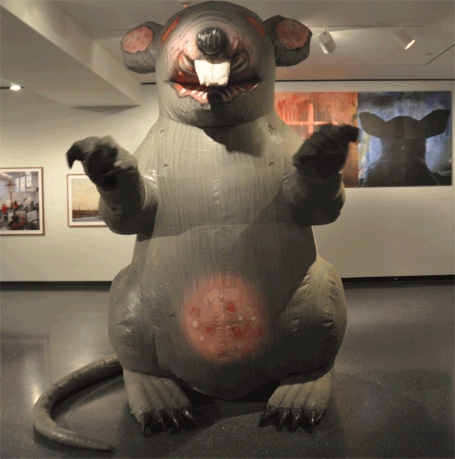 The rat that the Bruces appropriated from union protests. (all images by the author for Hyperallergic)