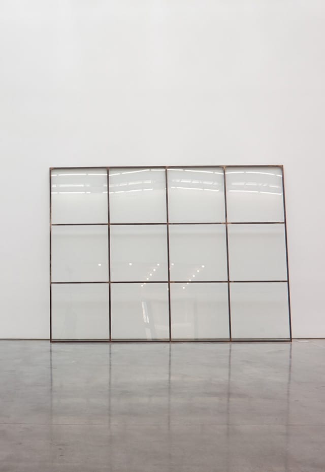 Alighiero e Boetti, "Niente da vedere niente da nascondere" (Nothing to see nothing to hide) (1969/1986), iron and glass, 118 1/8 x 156 1/2 x 1 1/4 in / 300 x 397.5 x 3.2 cm (via Gladstone Gallery)