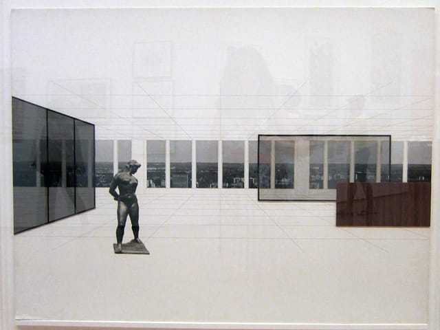 Ludwig Mies van der Rohe, "George Schaefer Museum, Schweinhurt, Germany" (1960-63), photocollage on illustration board