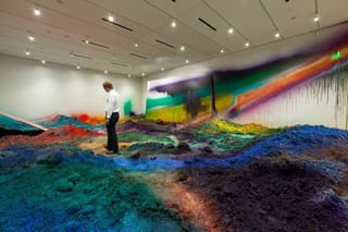 Installation view, “Katharina Grosse: WUNDERBLOCK” at the Nasher Sculpture Center (click to enlarge)