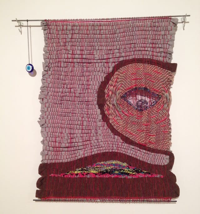 Karolina Gnatowski, "Smelly Rug" (2013), yarn, glass beads, hardware, findings and steel rods