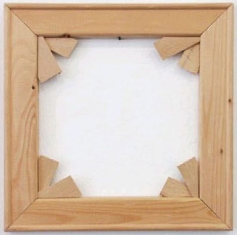 Imi Knoebel, "Keilrahmen" (1968–69), wood, 11.8 x 11.8 x 0.8 in / 30 x 30 x 2 cm (via Artnet)