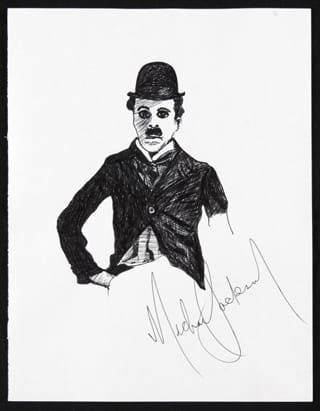 Michael Jackson's drawing of Charlie Chaplin (via mjjcollectors.com)