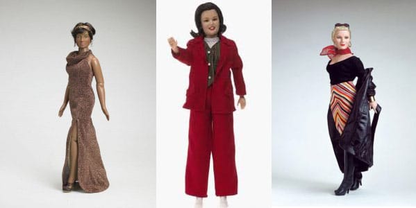Plus-size Barbies, from left to right: Effie, Rosie, and Emme (images via dailyvenusdiva.com)
