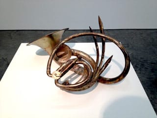 Mark Southerland, "Preying Horn Ground Flower" (2008), brass, silver plating, 24 x 12 x 12 in (click to enlarge)