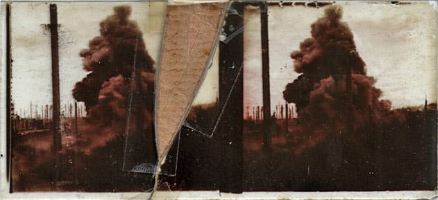 Images of a bomb going off. The folks at A Nerd's World speculate that the glass slide may have broken from impact.