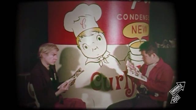 Shinomaro with Warhol in the 1960s. (screenshot from 'Cutie and the Boxer')