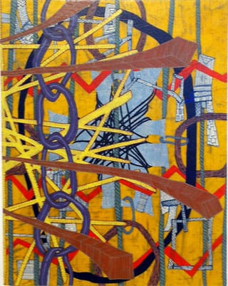 Laura Sharp Wilson, "Four Way Noose" (2011), acrylic and graphite on Unryu paper mounted on wood, 14 x 11 in (click to enlarge)