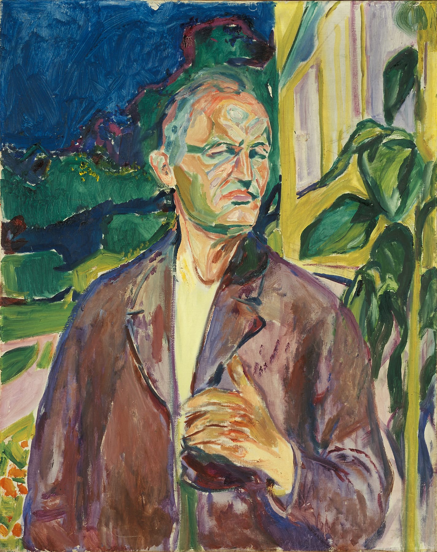 Self-Portrait in Front of the House Wall, 1926. Courtesy of Munch Museum. 