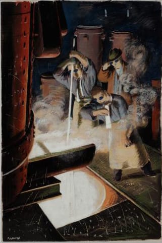 Roland Vivian Pitchforth, "Casting an Ingot" (1941) (© IWM)