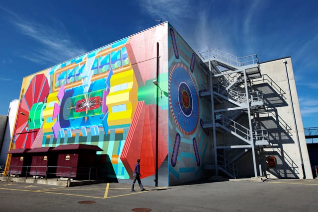 ATLAS art mural at CERN Point 1 painted by Josef Kristofoletti (photograph by Claudia Marcelloni, © 2010 CERN)