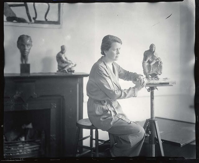 Sculptor Doris Caesar in her studio (photographed by Peter A. Juley & Son, via Smithsonian Institution)