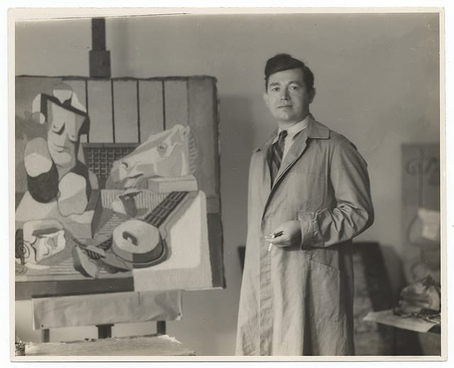 Jan Matulka in his studio (ca. 1920) (photograph by M. Vu Kovic, via Smithsonian Institution)