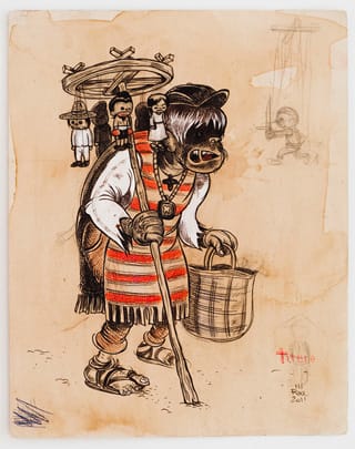 Raúl Gonzalez, "Titere" (2012), mixed media on paper (click to enlarge)