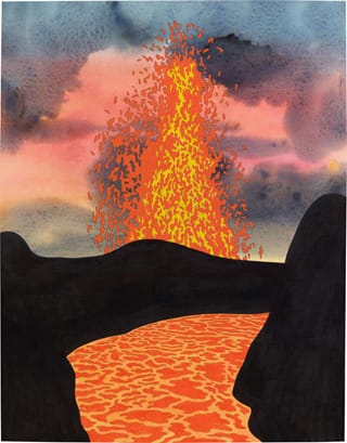 Ken Price, "Liquid Rock" (2004), acrylic and ink on paper, 17 ¾ x 13 7/8 in (45.1 x 35.2 cm) (Estate of Ken Price, Courtesy Matthew Marks Gallery and the Drawing Center) (click to enlarge)
