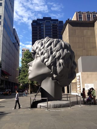 Amanda Ross-Ho, “THE CHARACTER AND SHAPE OF ILLUMINATED THINGS” (2013) (photo by the author for Hyperallergic) (click to enlarge)