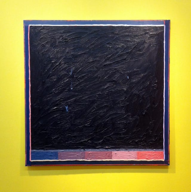 Russell Tyler, "Spectrum to Black" (2013), oil on canvas, 36 x 36 in (photo by the author for Hyperallergic)