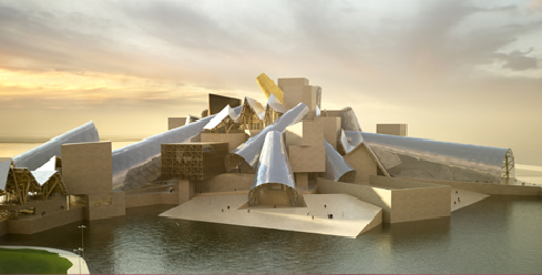 An artist's rendering of the proposed Guggenhaim Abu Dhabi by Frank Gehry (image via saadiyat.ae)