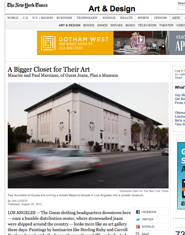How the New York Times presented the Marciano museum story online. (screencapture by Hyperallergic)