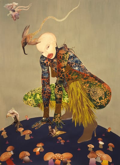 Wangechi Mutu, "Riding Death in My Sleep" (2002), ink and collage on paper, 60 x 44 (Collection of Peter Norton, New York. © Wangechi Mutu)