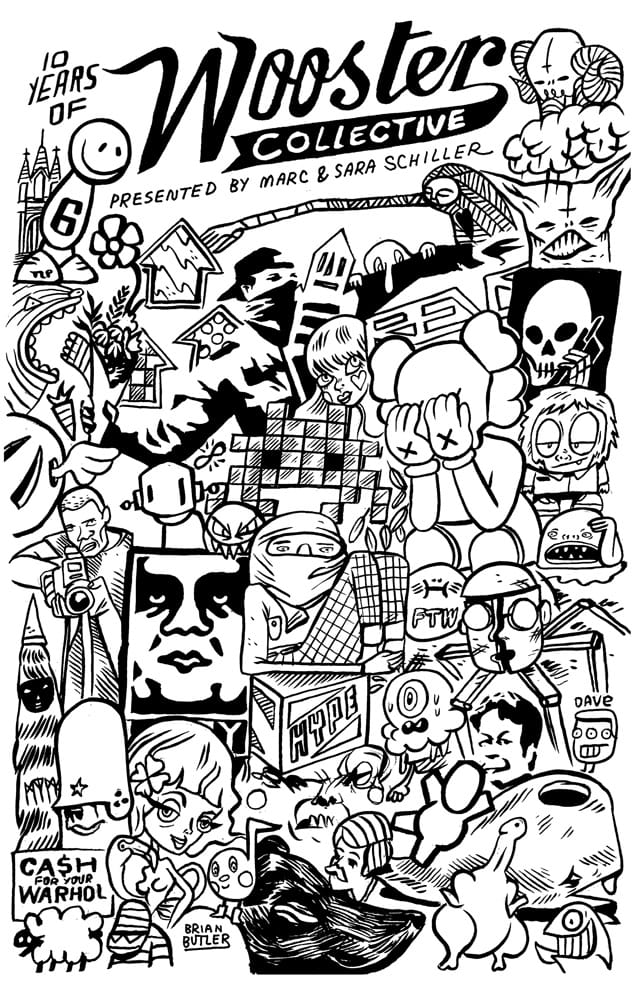 Brian Butler has designed the new Wooster Collective zine cover and his drawing captures the last decade in street art quite perfectly. (via Wooster Collective)