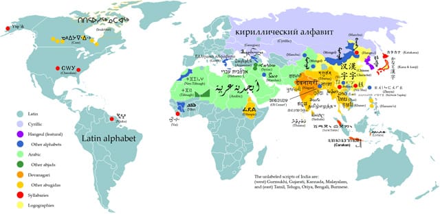 The writing systems of the world.