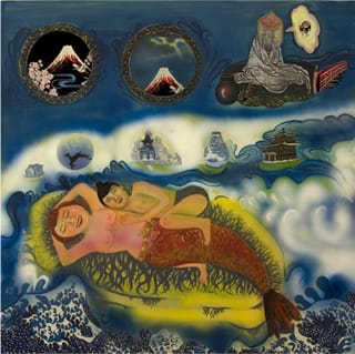 Phyllis Bramson, "A Sea of Pleasure (Merrily They Go Along)" (2011), mixed media and collage on canvas, 54" x 54" (via littlejohncontemporary.com)