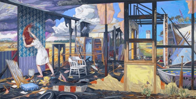 Brian Adam Douglas, "A Sort of Homecoming" (2011), cut paper on birch panel with UVA varnish, 36 x 71 in (via andrewedlin.com)