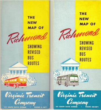 Vintage maps of the Richmond bus system