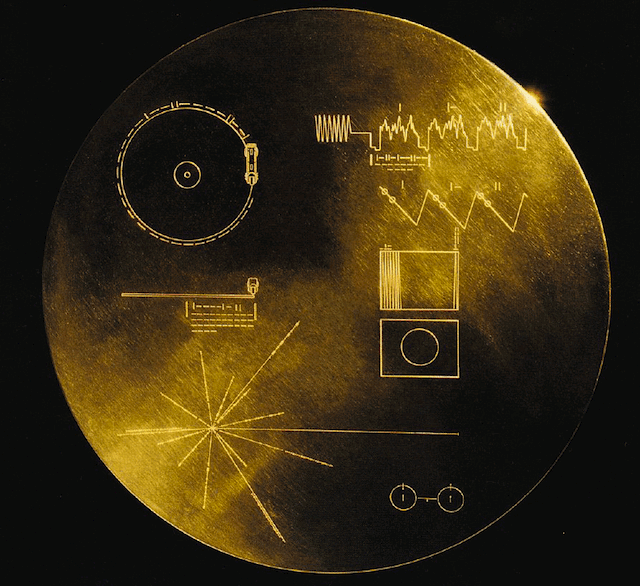The golden phonograph on Voyage. Image via NASA.gov.