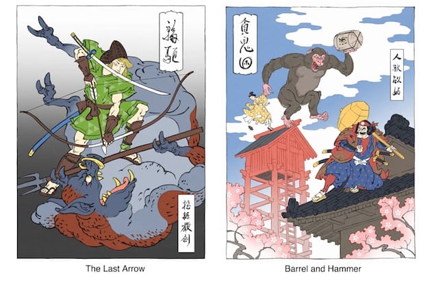 Link and Donkey Kong reimagined in ukiyo-e style. Images via Jed Henry.
