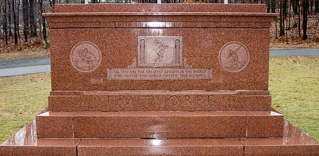 Jim Thorpe's tomb in Jim Thorpe, Pennsylvania (photograph by Charles Tilford)