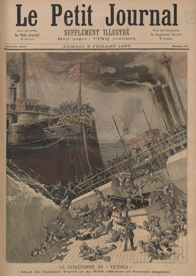 July 8, 1893: The collision of the HMS Victoria with the HMS Camperdown (via Wikimedia)