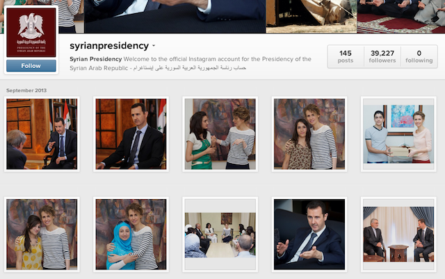 A screenshot of the syrianpresidency Instagram page