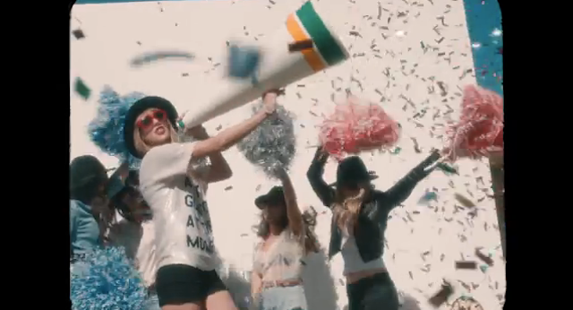 Still from Taylor Swift's music video "22," which is not a group selfie (screengrab via YouTube)