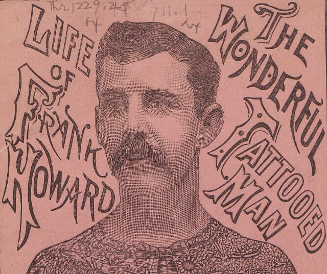 Detail of the cover for "The Life of Frank Howard: The Wonderful Tattooed Man" (via Houghton Library at Harvard University)